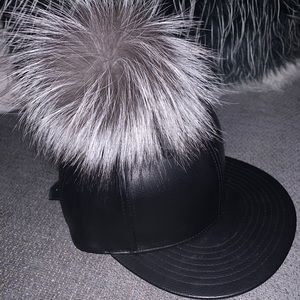 Faux leather baseball cap